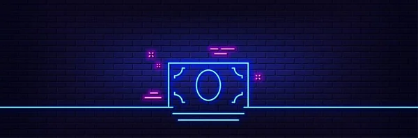Neon Light Glow Effect Cash Money Line Icon Banking Currency — Stock vektor