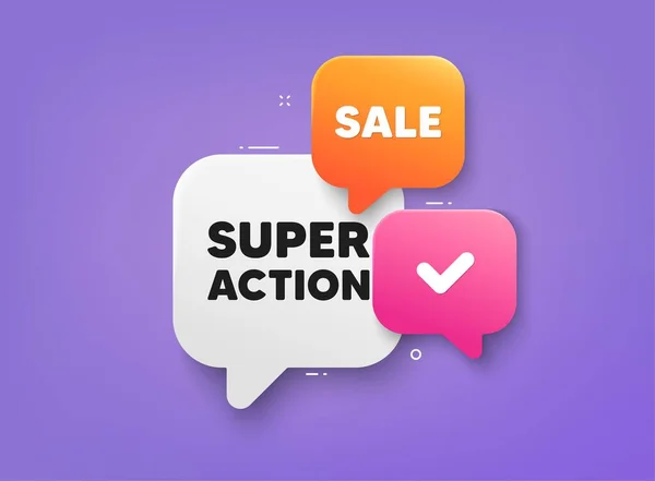 Super Action Tag Bubble Chat Banner Discount Offer Coupon Special — Stockvektor
