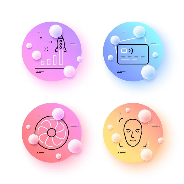 Card Face Detection Development Plan Minimal Line Icons Spheres Balls — Stock Vector