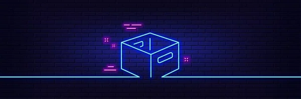 Neon Light Glow Effect Office Box Line Icon Delivery Parcel — Stock vektor