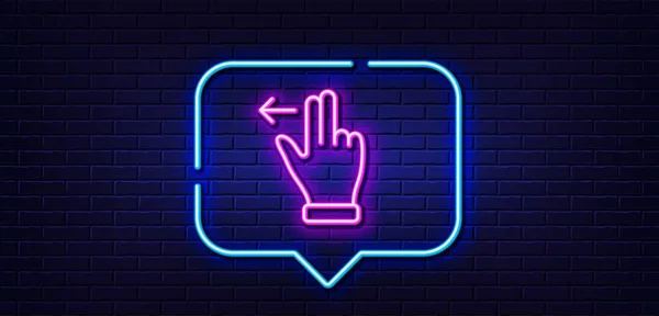 Neon Light Speech Bubble Touchscreen Gesture Line Icon Slide Left — Stockvector