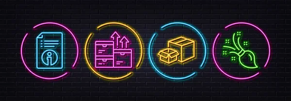 Wholesale Goods Technical Info Packing Boxes Minimal Line Icons Neon — Vettoriale Stock