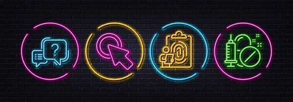 Question Mark Click Here Fingerprint Minimal Line Icons Neon Laser — Archivo Imágenes Vectoriales