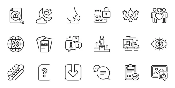 Outline Set Love Night Business Vision Business Podium Line Icons — 스톡 벡터