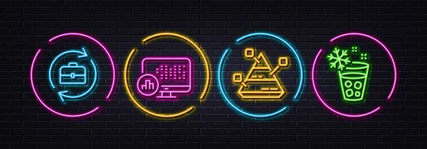 Pyramid Chart Report Statistics Human Resources Minimal Line Icons Neon — Stockvektor