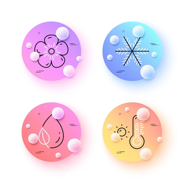 Weather Thermometer Snowflake Natural Linen Minimal Line Icons Spheres Balls — Archivo Imágenes Vectoriales