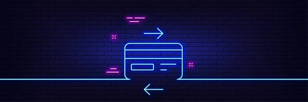 Neon Light Glow Effect Credit Card Line Icon Bank Payment — Stockvektor