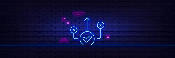 Neon Light Glow Effect Correct Way Line Icon Approved Path — Stock vektor