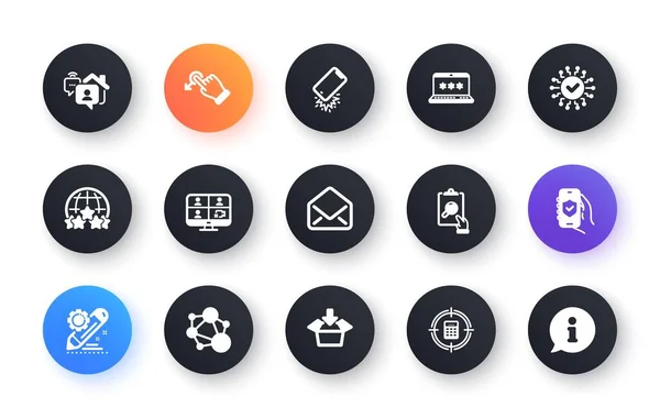 Minimal Set Project Edit Calculator Target Get Box Flat Icons — Image vectorielle