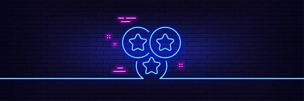 Neon Light Glow Effect Stars Line Icon Best Ranking Sign — Stock Vector