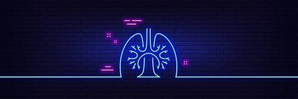 Neon Light Glow Effect Lungs Line Icon Pneumonia Disease Sign — Archivo Imágenes Vectoriales