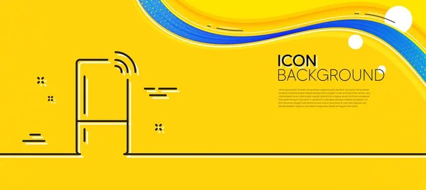 Refrigerator Wifi Function Line Icon Abstract Yellow Background Fridge Sign — Stockvector