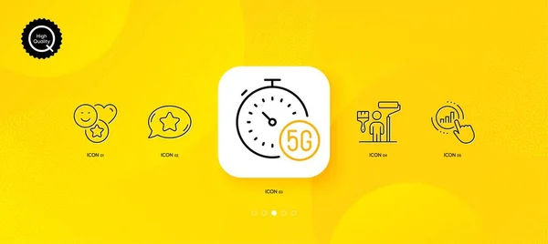 Internet Painter Favorite Chat Minimal Line Icons Yellow Abstract Background — Vector de stock