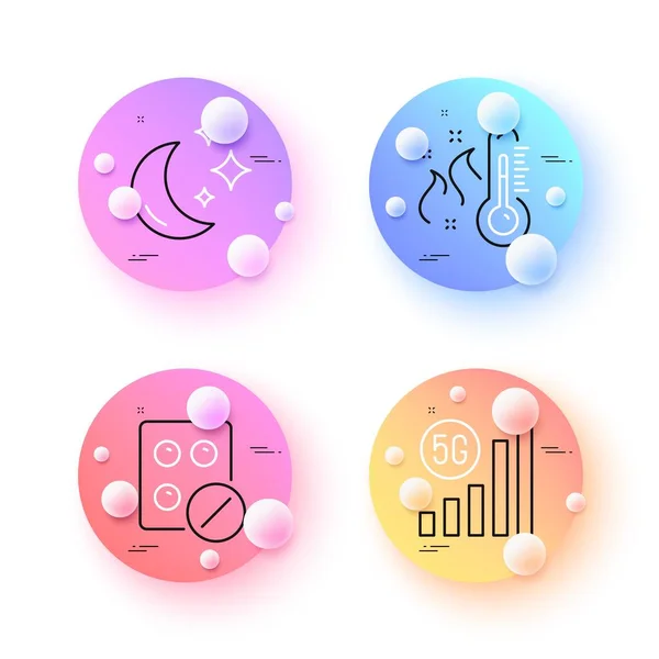 Wifi High Thermometer Medical Tablet Minimal Line Icons Spheres Balls — Stockový vektor