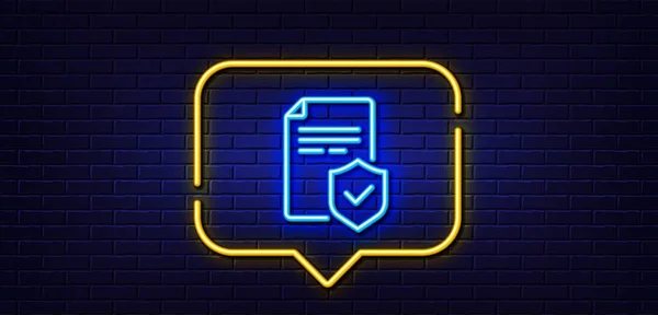 Neon Light Speech Bubble Insurance Policy Line Icon Risk Coverage — Archivo Imágenes Vectoriales