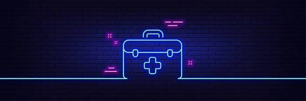 Neon Light Glow Effect First Aid Line Icon Medicical Kit — Stock vektor