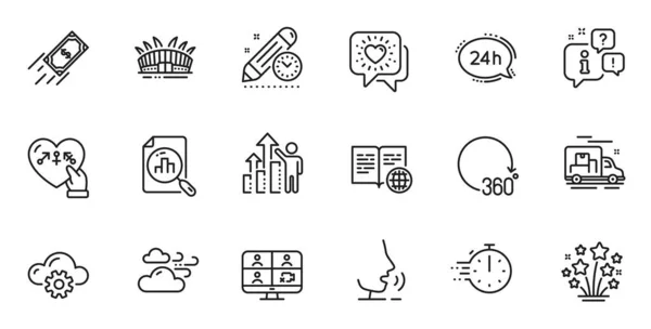 Outline Set Risultati Dei Dipendenti Grafico Analitico Icone Della Linea — Vettoriale Stock