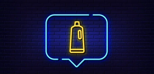 Neon Light Speech Bubble Cleaning Shampoo Line Icon Washing Liquid — Stock vektor