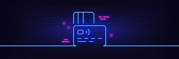 Neon Light Glow Effect Credit Card Line Icon Bank Money — Stock vektor