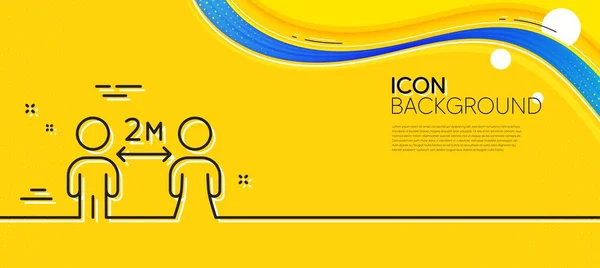 Social Distancing Line Icon Abstract Yellow Background Meters Distance Sign — Stock vektor