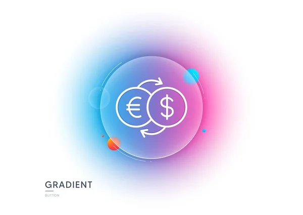 Money Exchange Line Icon Gradient Blur Button Glassmorphism Banking Currency — Stockvector