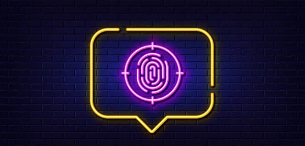 Neon Light Speech Bubble Fingerprint Line Icon Finger Print Target — Archivo Imágenes Vectoriales