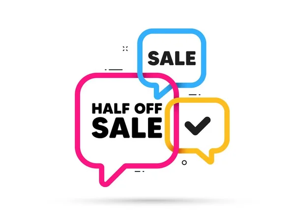 Half Sale Ribbon Bubble Chat Banner Discount Offer Coupon Special — ストックベクタ