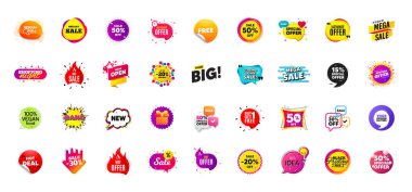 İndirimli etiket pankartları. Fiyat indirimi etiketleri. Kara Cuma özel teklif etiketleri. İndirimli balon kuponu. Promosyon indirimli afiş şablonları tasarımı. Promosyon teklif etiketi. Flaşlı rozetler. Vektör