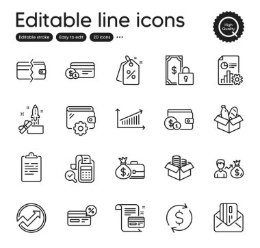 Finans taslak simgeleri kümesi. Nakit para, indirim etiketleri ve ödeme yöntemi öğeleri olarak simgeleri içerir. Ödeme yöntemleri, denetim, web tabelaları. Maaş, İnovasyon, Kredi kartı elemanları. Vektör