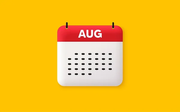 日历日期3D图标 八月的图标 活动时间表8月日期 会见预约计划员 日程计划 月份时间表 3D日程表和时间计划 八月的一天提醒B — 图库矢量图片
