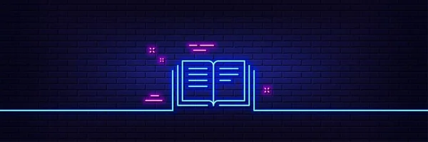 Neon Ljus Glöd Effekt Bokradsikonen Utbildningssymbol Undervisning Eller Lärande Tecken — Stock vektor
