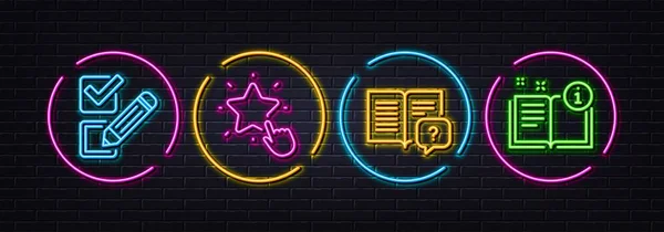 Rangliste Bedienungsanleitung Und Checkbox Minimalzeilensymbole Neon Laser Lichter Manuelle Symbole — Stockvektor