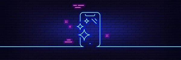 Neon Ljus Glöd Effekt Smartphone Ren Skärm Linje Ikon Telefonskylt — Stock vektor