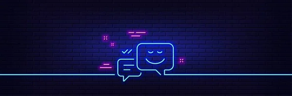 Neonlichteffekt Sprachblasen Mit Smile Zeile Symbol Chat Emotions Zeichen Linie — Stockvektor