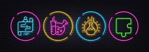 Reiseroute Chemie Experiment Und Chemielabor Minimale Linien Symbole Neon Laser — Stockvektor