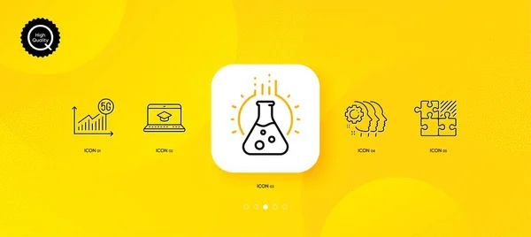 Website Education Statistics Chemistry Lab Minimal Line Icons Yellow Abstract — Stock Vector