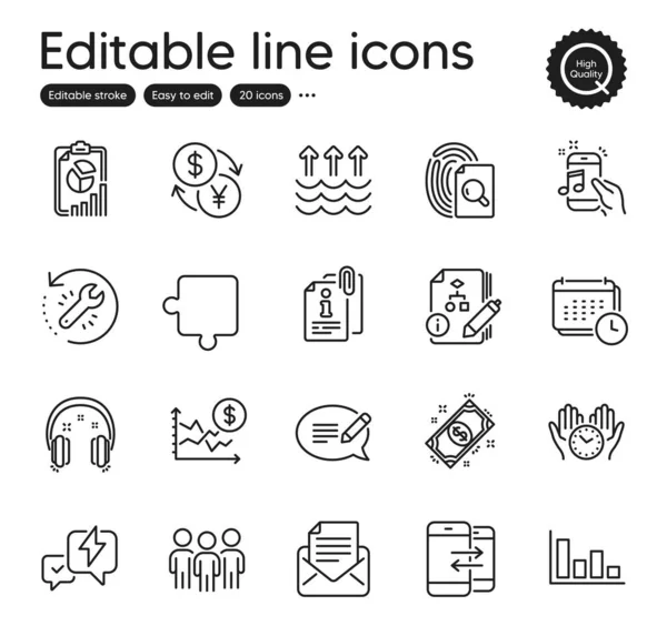 Set Education Outline Icons Contains Icons Music Phone Group Mail — Stock Vector