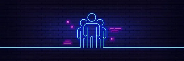 Neon Ljus Glöd Effekt Grupplinje Ikonen Företagsledningsskylt Teamwork Symbol Linje — Stock vektor