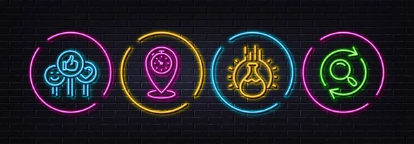 Eksperyment Chemiczny Minimalne Ikony Timera Neonowe Światła Laserowe Szukaj Ikon — Wektor stockowy