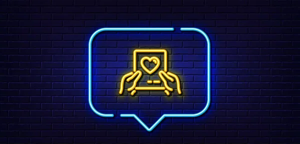 Neon Light Speech Bubble Valentines Day Mail Line Icon Love — Stock Vector