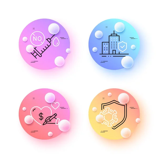 考龙病毒 社会护理和考龙病毒疫苗最小线图标 3D球或球按钮 公寓保险图标 用于网络 — 图库矢量图片