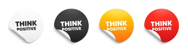 Pense Citação Motivação Positiva Emblema Adesivo Redondo Com Oferta Slogan — Vetor de Stock
