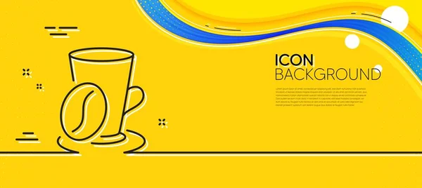 Koffie Kopje Met Bonen Lijn Pictogram Abstracte Gele Achtergrond Warm — Stockvector