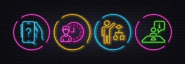 Munkaidő Algoritmus Kérdezz Minimális Vonal Ikonok Neon Lézer Fények Interjú — Stock Vector