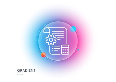 Ayarlar şablon çizgi simgesi. Gradyan bulanıklık düğmesi ve cam morfizmi. Mühendislik dişli araç tabelası. Çarklı dişli sembolü. Şeffaf cam tasarımı. Ayarlar şablon çizgi simgesi. Vektör