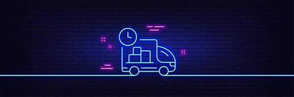 Neonowy Efekt Świetlny Ikona Linii Dostawy Znak Obsługi Ciężarówki Symbol — Wektor stockowy