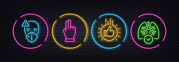 Click Hand Medical Mask Hand Minimal Line Icons Neon Laser — Stock Vector