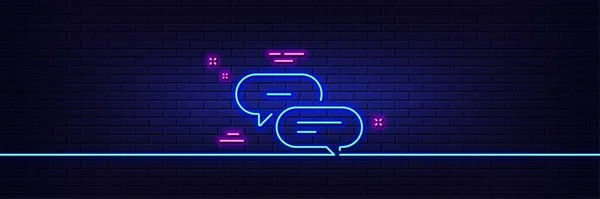 Neon Licht Gloed Effect Dots Bericht Lijn Pictogram Chat Commentaar — Stockvector