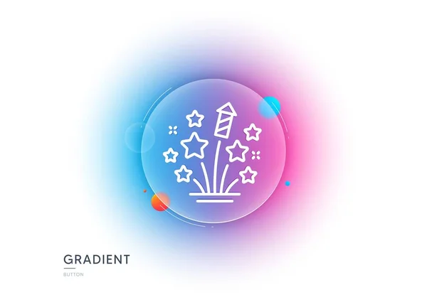 Pirotecnia Estrellas Línea Icono Botón Difuminado Degradado Con Vidrio Morfismo — Archivo Imágenes Vectoriales