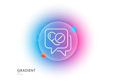 Tıbbi uyuşturucu çizgisi ikonu. Gradyan bulanıklık düğmesi ve cam morfizmi. İlaç hapı işareti. Eczane ilaç sembolü. Şeffaf cam tasarımı. Tıbbi uyuşturucu çizgisi ikonu. Vektör